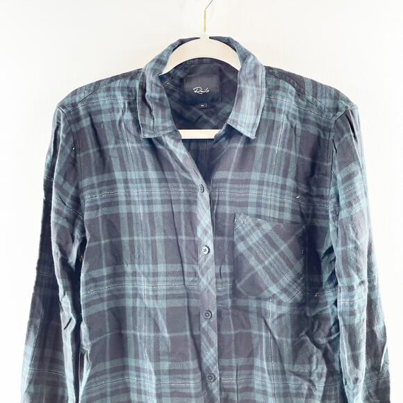 Rails Hunter Button Down Plaid Flannel Long Sleeve Forest Tinsel Slate Green XS - Picture 5 of 9